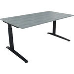 Neutralware Schreibtisch all in one 1.600 x 650-850 x 900 mm (B x H x T) Flachkufe Quadratrohr beton hell