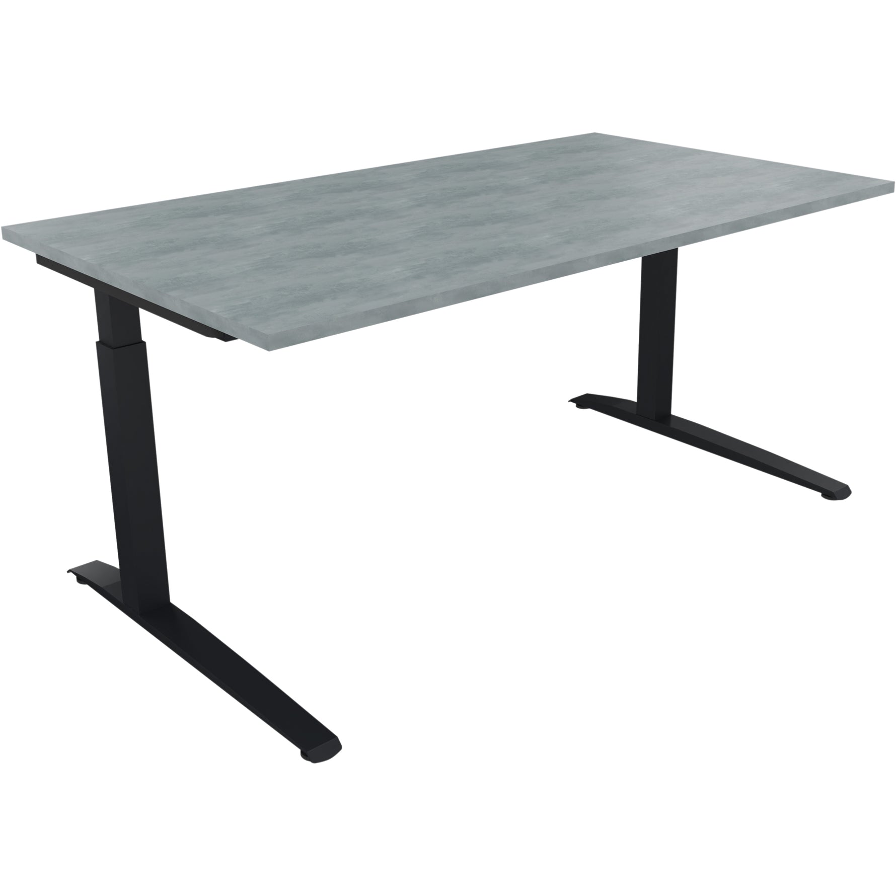 Neutralware Schreibtisch all in one 1.600 x 650-850 x 900 mm (B x H x T) Flachkufe Quadratrohr beton hell