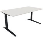 Neutralware Schreibtisch all in one 1.600 x 650-850 x 900 mm (B x H x T) Flachkufe Quadratrohr diamant weiß