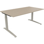 Neutralware Schreibtisch all in one 1.600 x 650-850 x 900 mm (B x H x T) Flachkufe Quadratrohr eiche natur – Produktbild