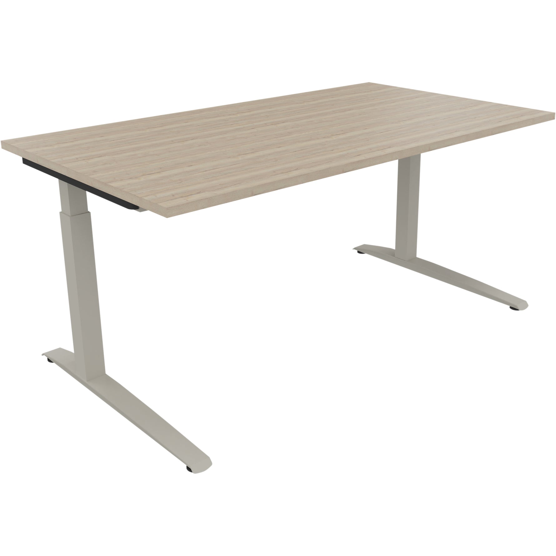 Neutralware Schreibtisch all in one 1.600 x 650-850 x 900 mm (B x H x T) Flachkufe Quadratrohr eiche natur – Produktbild