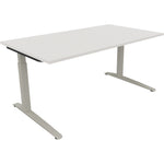 Neutralware Schreibtisch all in one 1.600 x 650-850 x 900 mm (B x H x T) Flachkufe Quadratrohr diamant weiß –