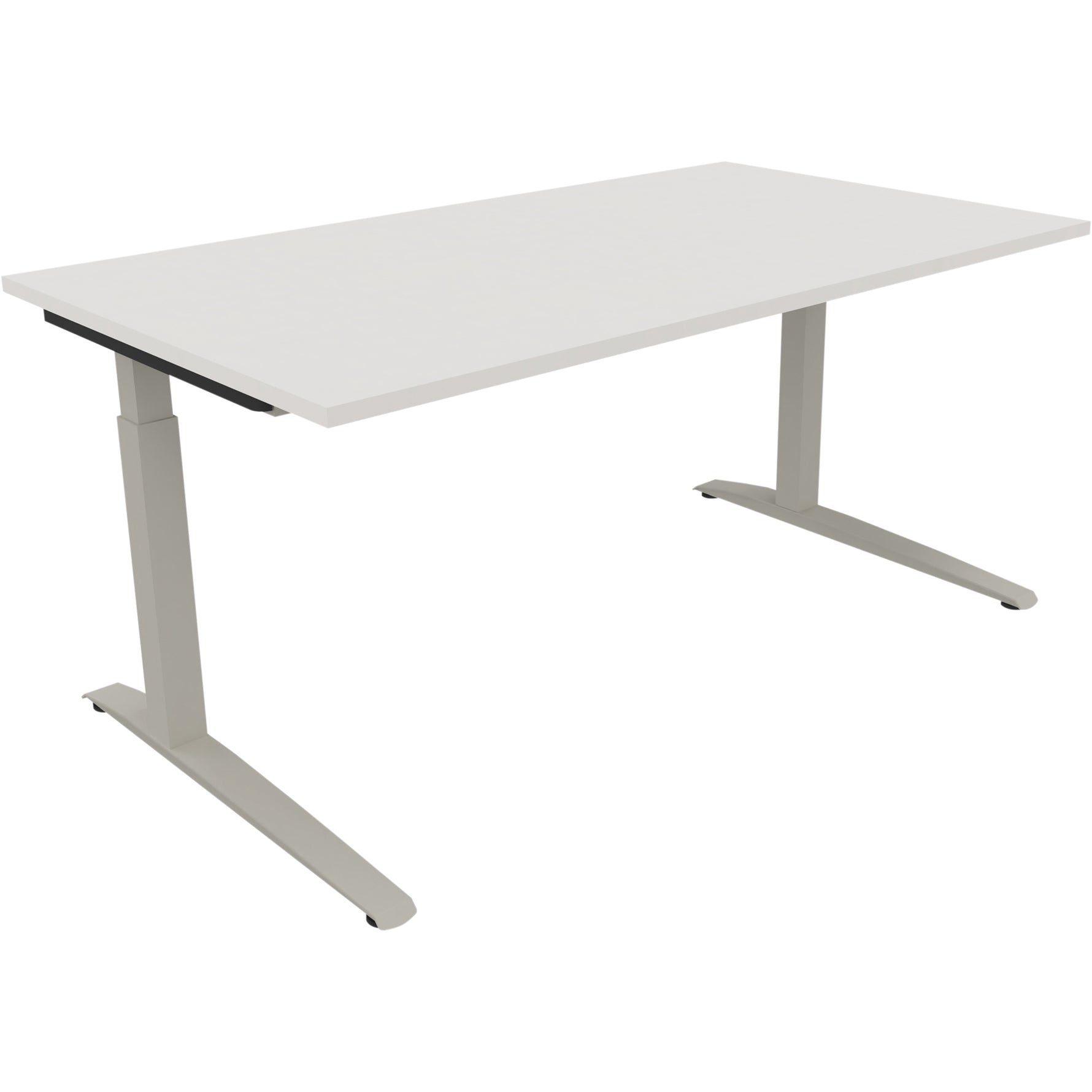 Neutralware Schreibtisch all in one 1.600 x 650-850 x 900 mm (B x H x T) Flachkufe Quadratrohr diamant weiß –