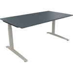 Neutralware Schreibtisch all in one 1.600 x 650-850 x 900 mm (B x H x T) Flachkufe Quadratrohr lavagrau – Produktbild 2