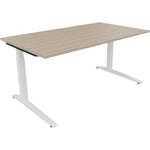 Neutralware Schreibtisch all in one 1.600 x 650-850 x 900 mm (B x H x T) Flachkufe Quadratrohr eiche natur – Produktbild
