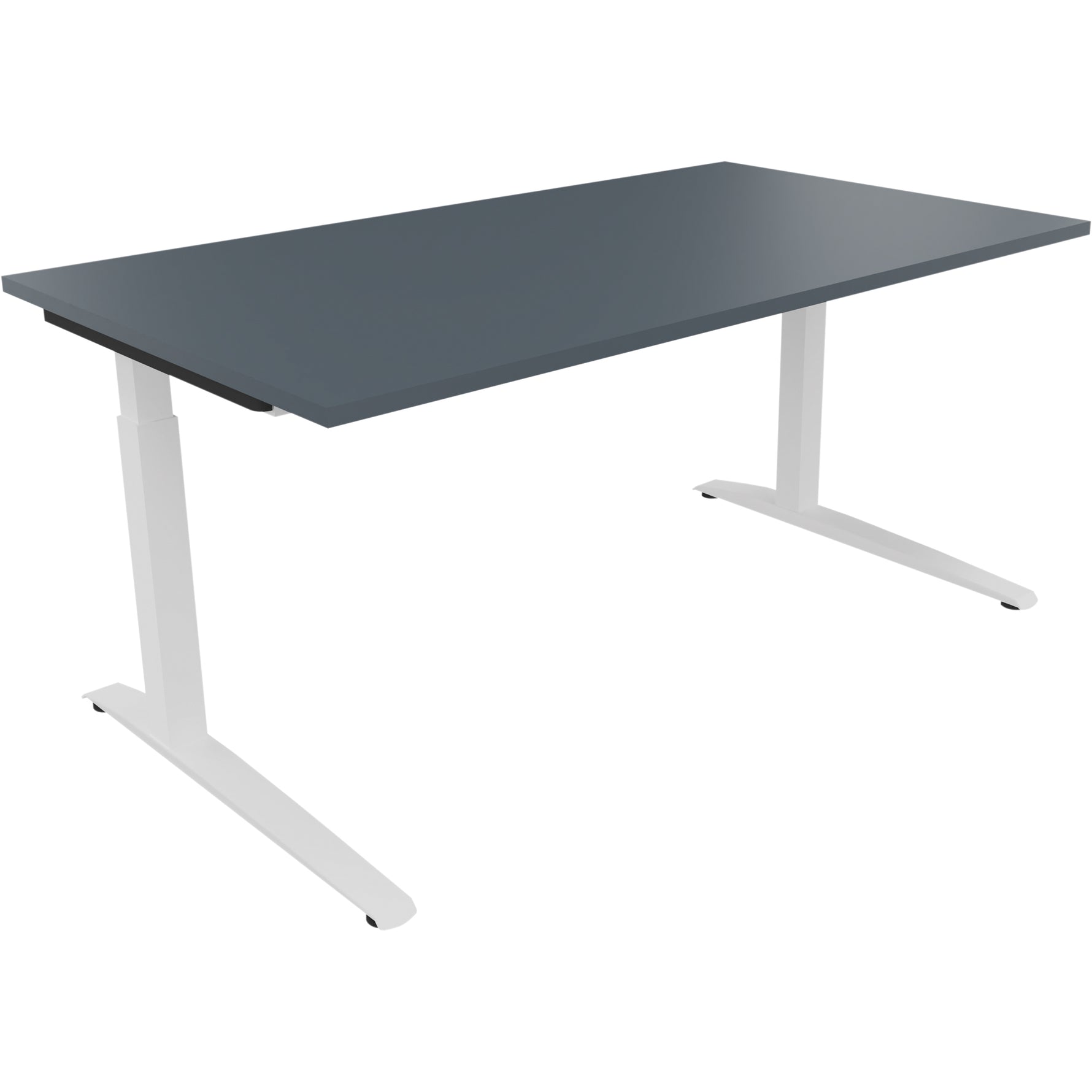Neutralware Schreibtisch all in one 1.600 x 650-850 x 900 mm (B x H x T) Flachkufe Quadratrohr lavagrau – Produktbild 3
