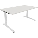 Neutralware Schreibtisch all in one 1.600 x 650-850 x 900 mm (B x H x T) Flachkufe Quadratrohr diamant weiß –