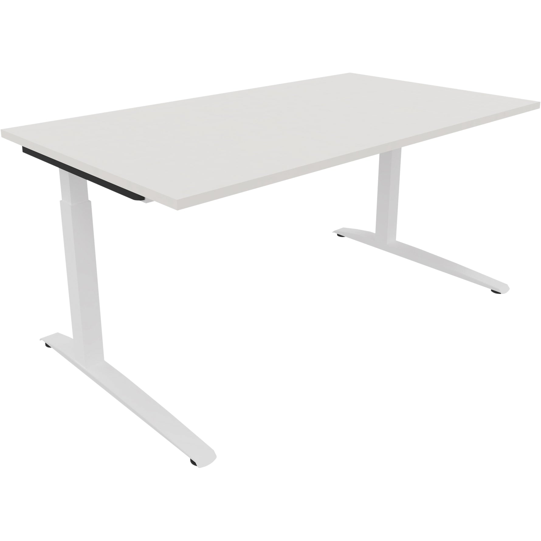Neutralware Schreibtisch all in one 1.600 x 650-850 x 900 mm (B x H x T) Flachkufe Quadratrohr diamant weiß –