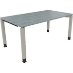 Neutralware Schreibtisch all in one 1.600 x 680-820 x 900 mm (B x H x T) Vierfuß Quadratrohr beton hell – Produktbild 2