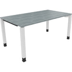 Neutralware Schreibtisch all in one 1.600 x 680-820 x 900 mm (B x H x T) Vierfuß Quadratrohr beton hell – Produktbild 3