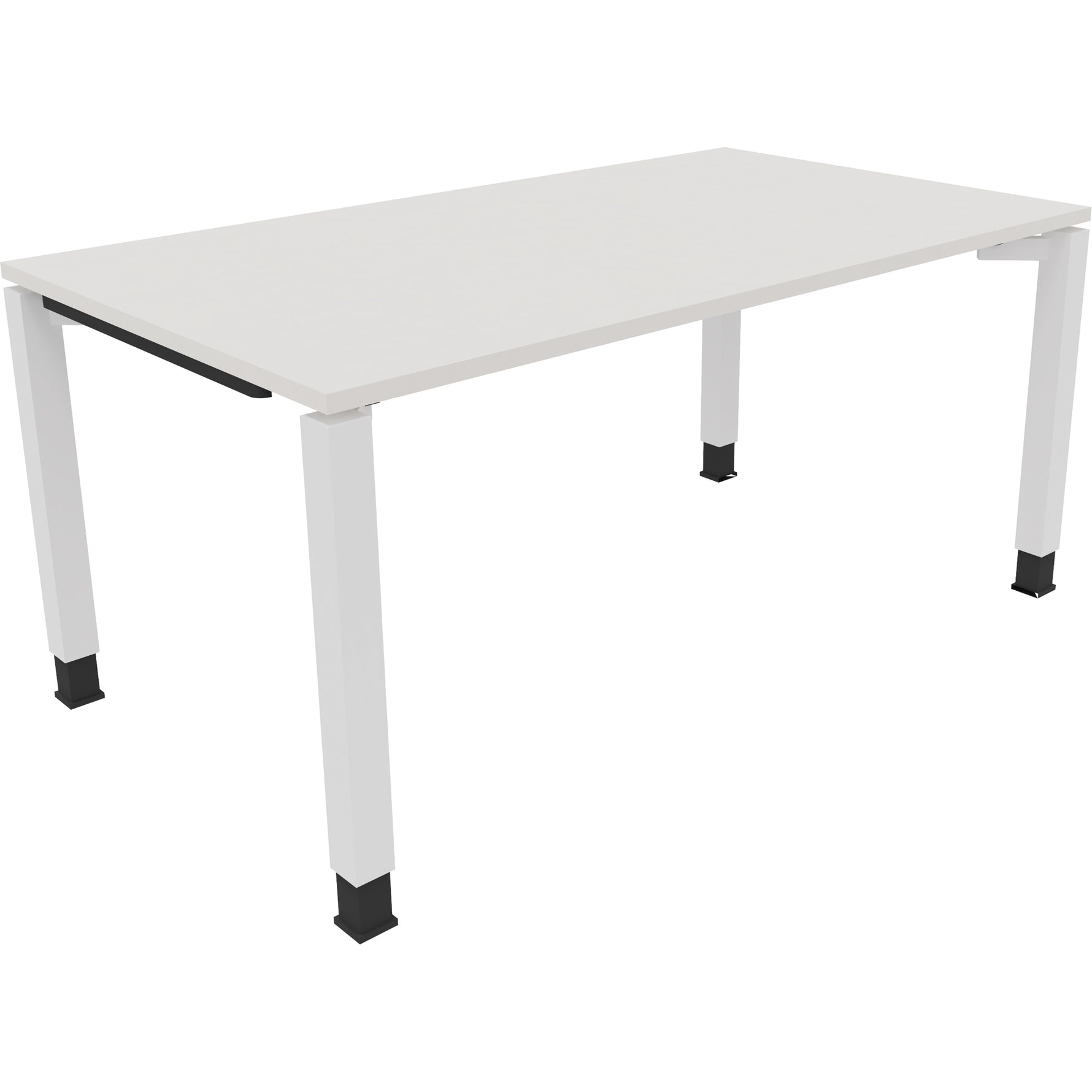 Neutralware Schreibtisch all in one 1.600 x 680-820 x 900 mm (B x H x T) Vierfuß Quadratrohr diamant weiß – Produktbild