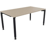 Schreibtisch all in one 1.600 x 680-820 x 900 mm (B x H x T) Vierfuß Rundrohr eiche natur