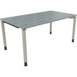 Neutralware Schreibtisch all in one 1.600 x 680-820 x 900 mm (B x H x T) Vierfuß Rundrohr beton hell – Produktbild 2