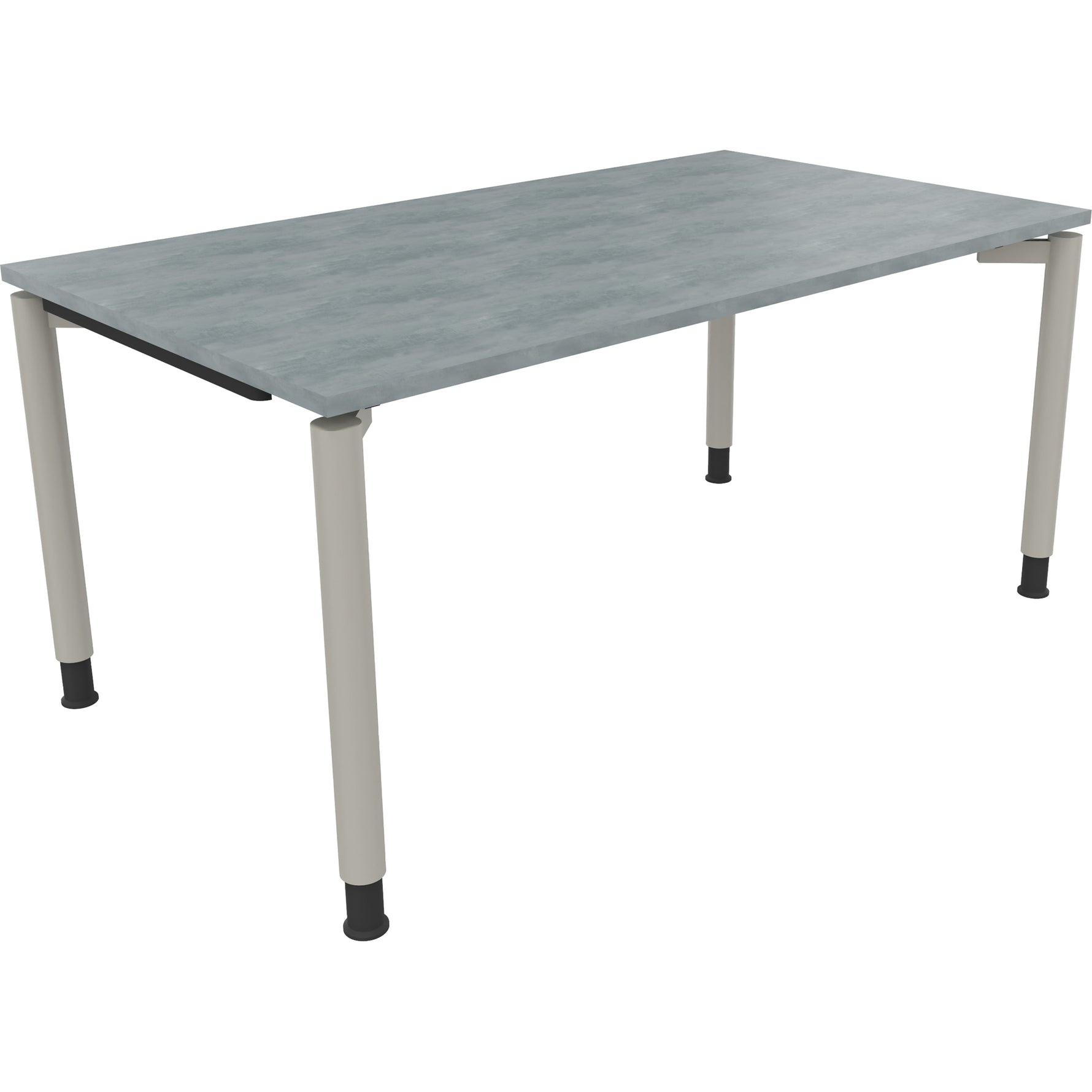 Neutralware Schreibtisch all in one 1.600 x 680-820 x 900 mm (B x H x T) Vierfuß Rundrohr beton hell – Produktbild 2