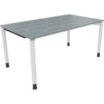 Neutralware Schreibtisch all in one 1.600 x 680-820 x 900 mm (B x H x T) Vierfuß Rundrohr beton hell – Produktbild 3