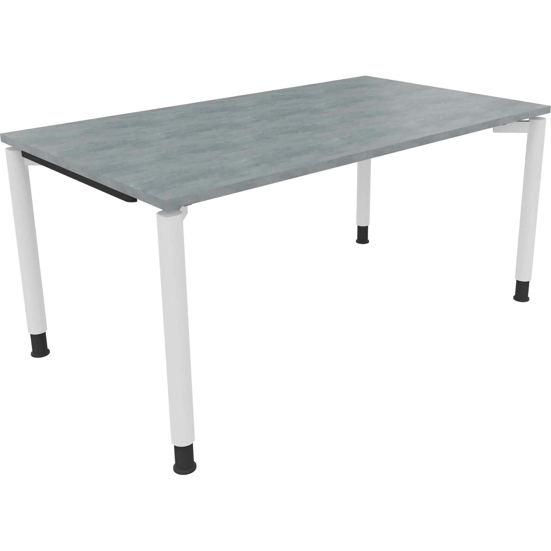 Neutralware Schreibtisch all in one 1.600 x 680-820 x 900 mm (B x H x T) Vierfuß Rundrohr beton hell – Produktbild 3
