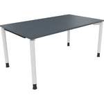 Neutralware Schreibtisch all in one 1.600 x 680-820 x 900 mm (B x H x T) Vierfuß Rundrohr lavagrau – Produktbild 2