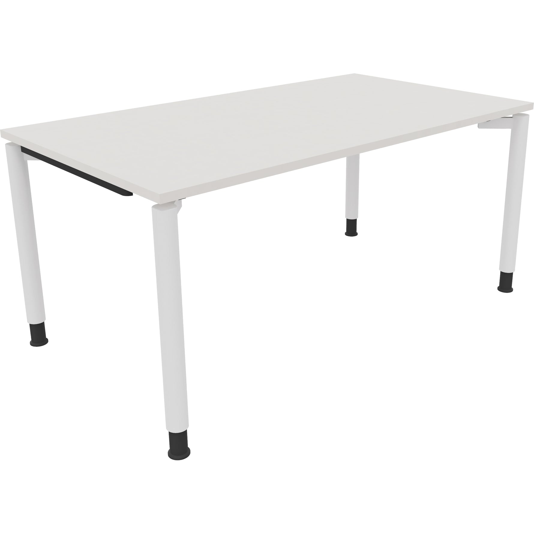 Neutralware Schreibtisch all in one 1.600 x 680-820 x 900 mm (B x H x T) Vierfuß Rundrohr diamant weiß – Produktbild 3