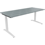 Neutralware Schreibtisch all in one 1.800 x 650-850 x 800 mm (B x H x T) Flachkufe Quadratrohr beton hell – Produktbild