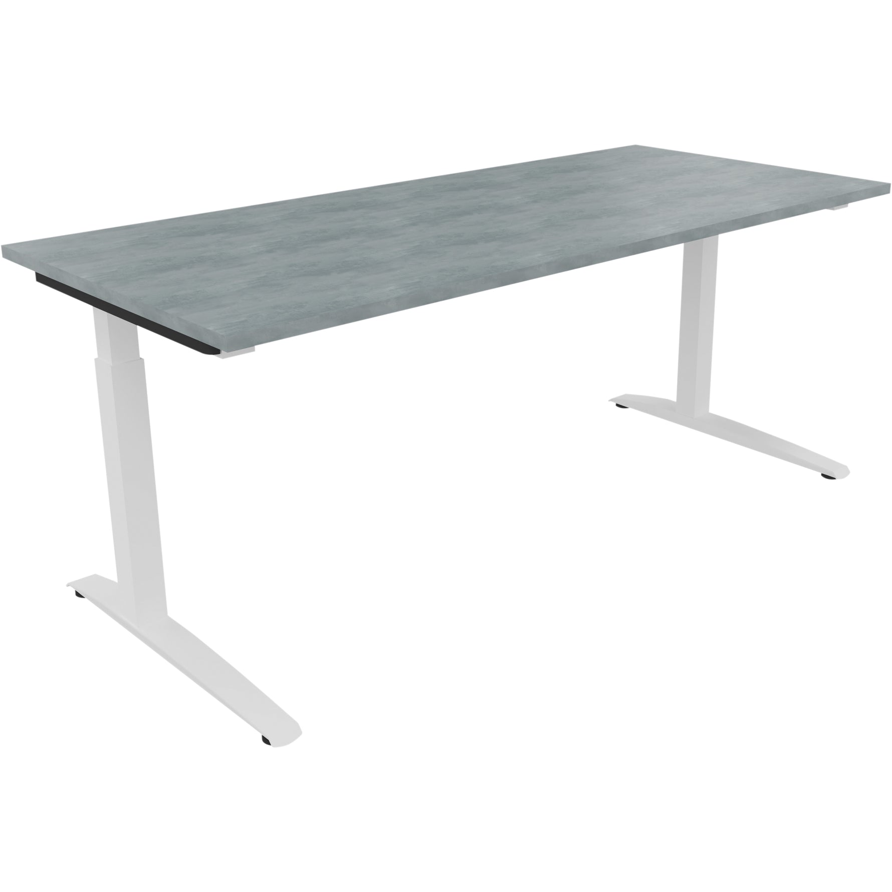 Neutralware Schreibtisch all in one 1.800 x 650-850 x 800 mm (B x H x T) Flachkufe Quadratrohr beton hell – Produktbild