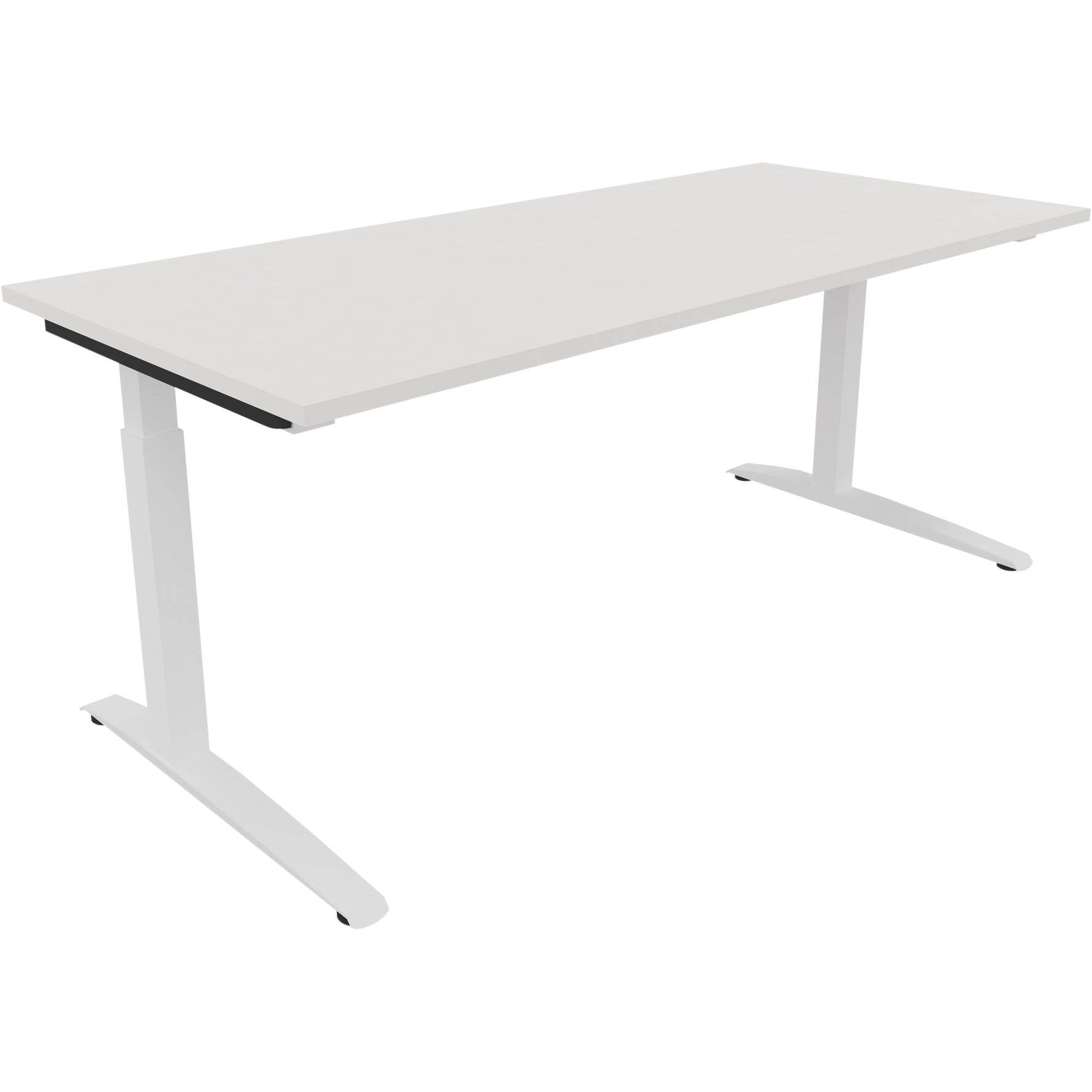 Neutralware Schreibtisch all in one 1.800 x 650-850 x 800 mm (B x H x T) Flachkufe Quadratrohr diamantweiß – Produktbild