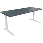 Neutralware Schreibtisch all in one 1.800 x 650-850 x 800 mm (B x H x T) Flachkufe Quadratrohr lavagrau – Produktbild 3