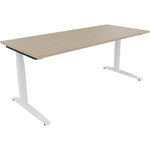 Neutralware Schreibtisch all in one 1.800 x 650-850 x 800 mm (B x H x T) Flachkufe Quadratrohr eiche natur – Produktbild