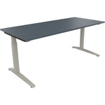 Neutralware Schreibtisch all in one 1.800 x 650-850 x 800 mm (B x H x T) Flachkufe Quadratrohr lavagrau – Produktbild 2