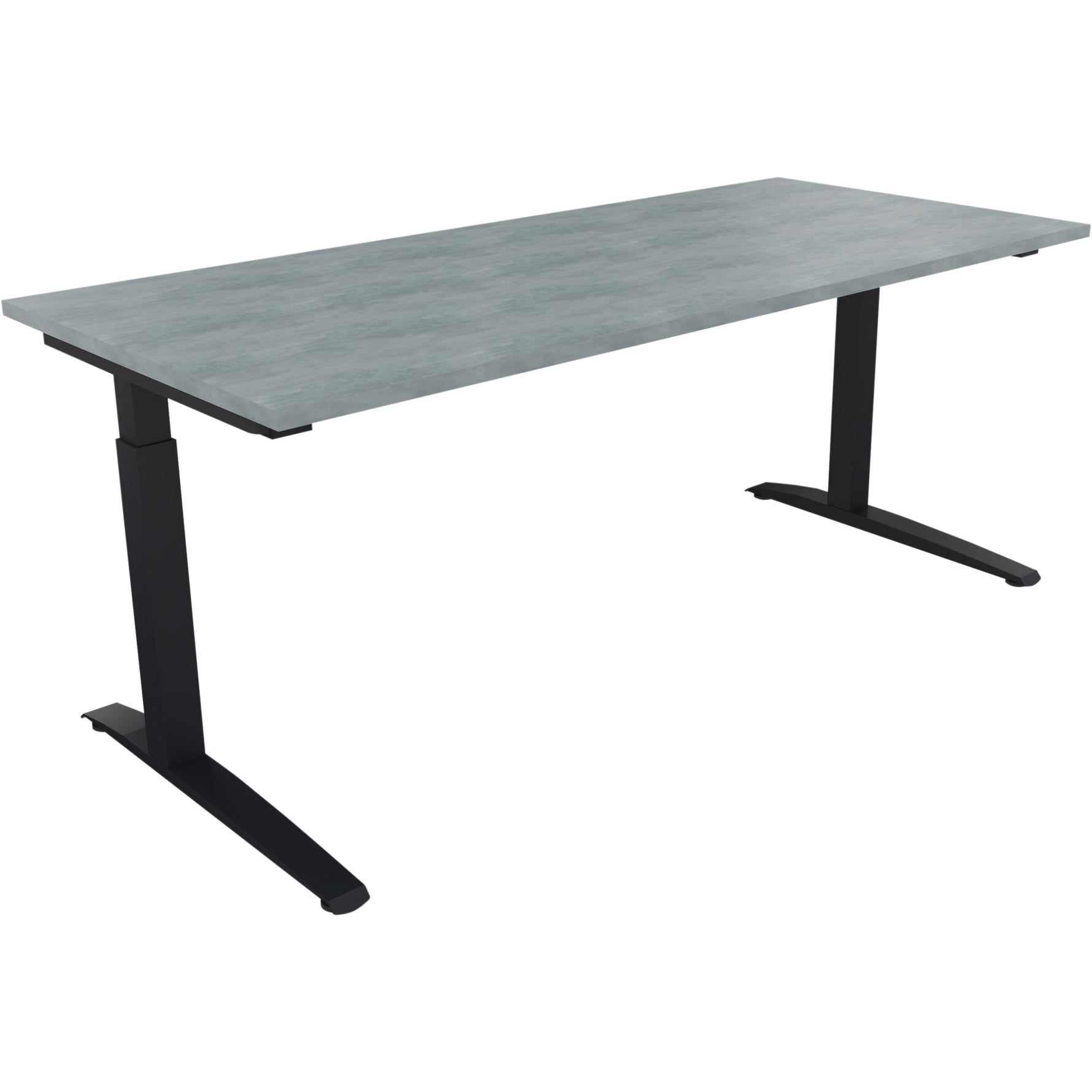 Neutralware Schreibtisch all in one 1.800 x 650-850 x 800 mm (B x H x T) Flachkufe Quadratrohr beton hell