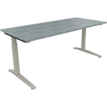Neutralware Schreibtisch all in one 1.800 x 650-850 x 800 mm (B x H x T) Flachkufe Quadratrohr beton hell – Produktbild