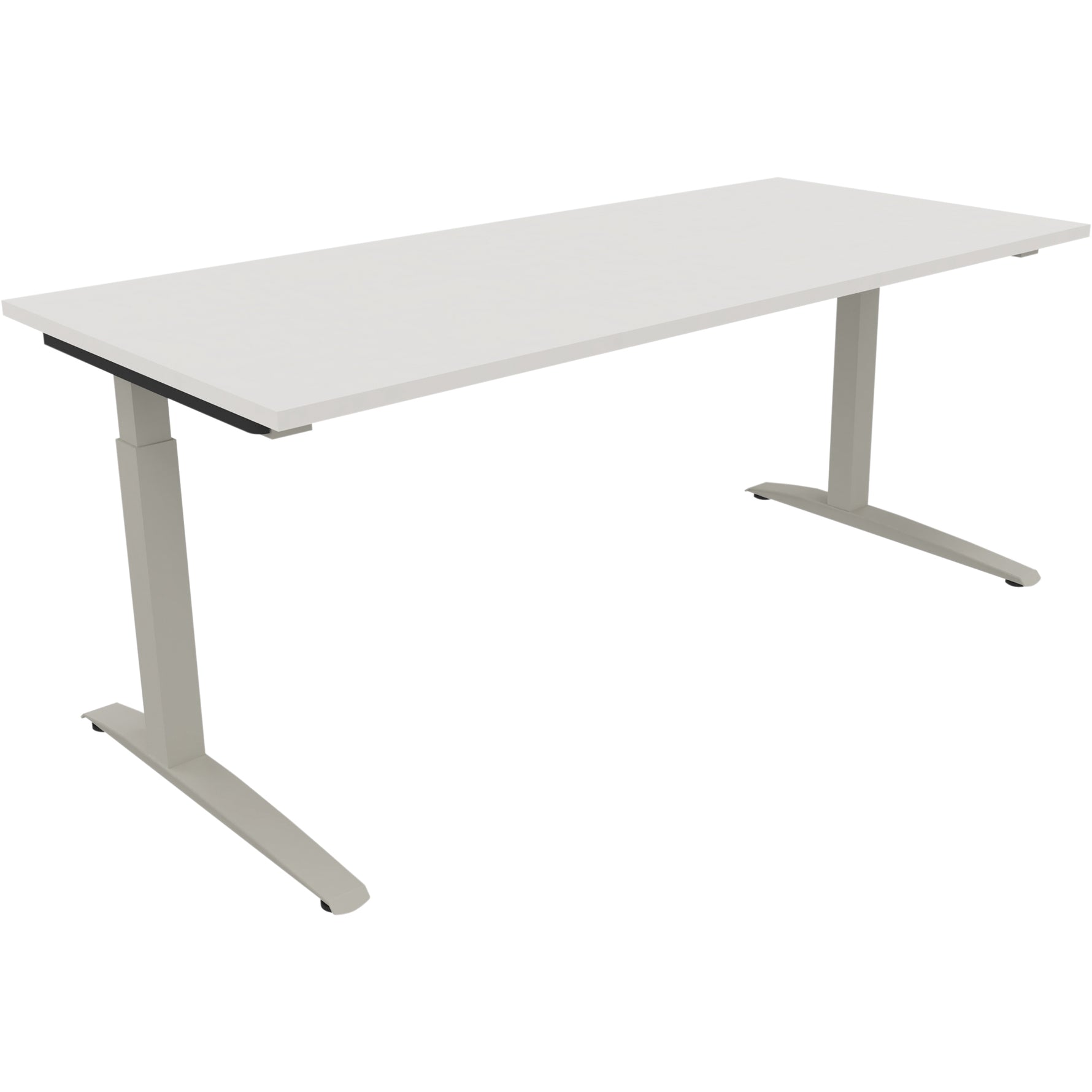 Neutralware Schreibtisch all in one 1.800 x 650-850 x 800 mm (B x H x T) Flachkufe Quadratrohr diamantweiß – Produktbild