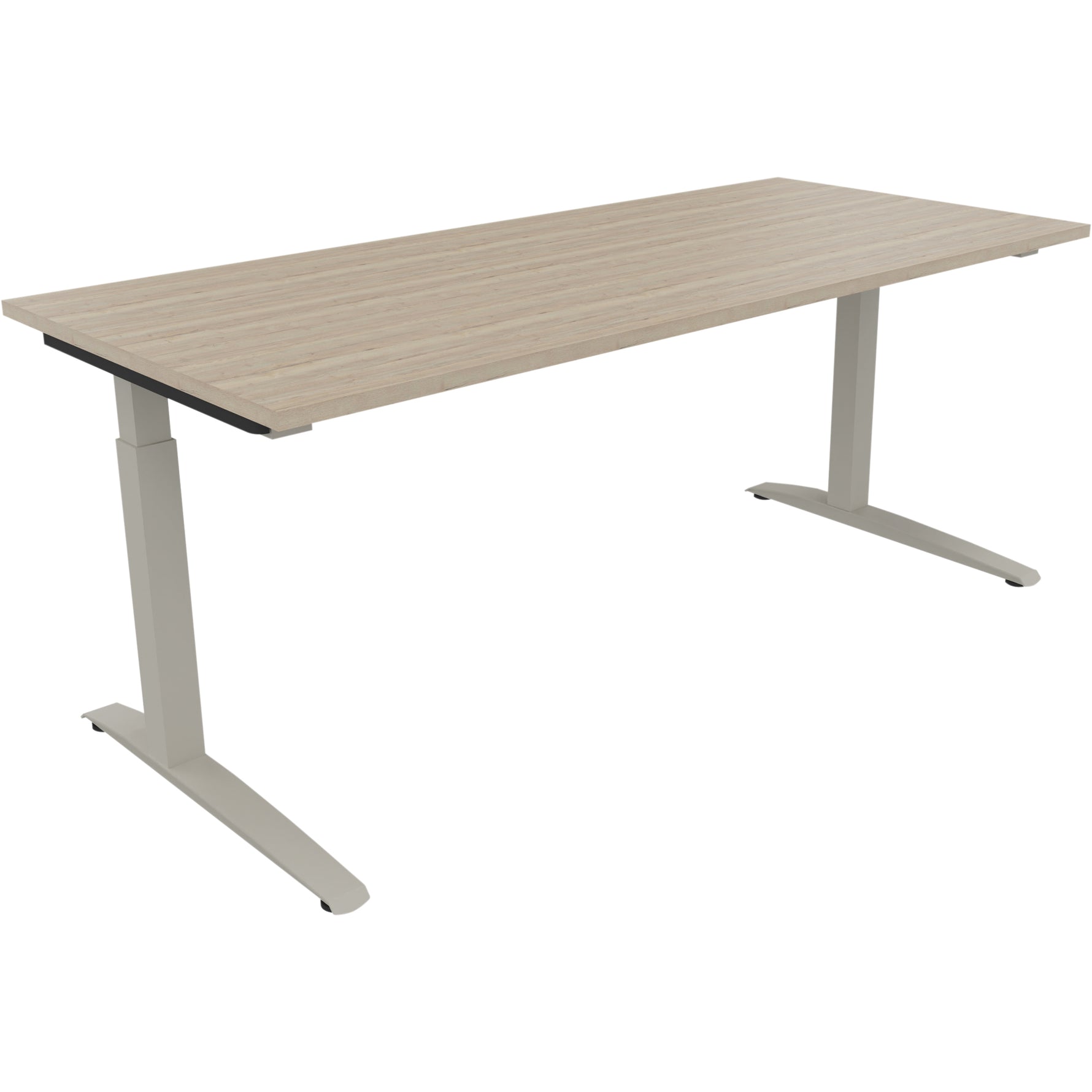 Neutralware Schreibtisch all in one 1.800 x 650-850 x 800 mm (B x H x T) Flachkufe Quadratrohr eiche natur – Produktbild