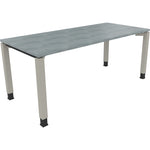 Neutralware Schreibtisch all in one 1.800 x 680-820 x 800 mm (B x H x T) Vierfuß Quadratrohr beton hell – Produktbild 2
