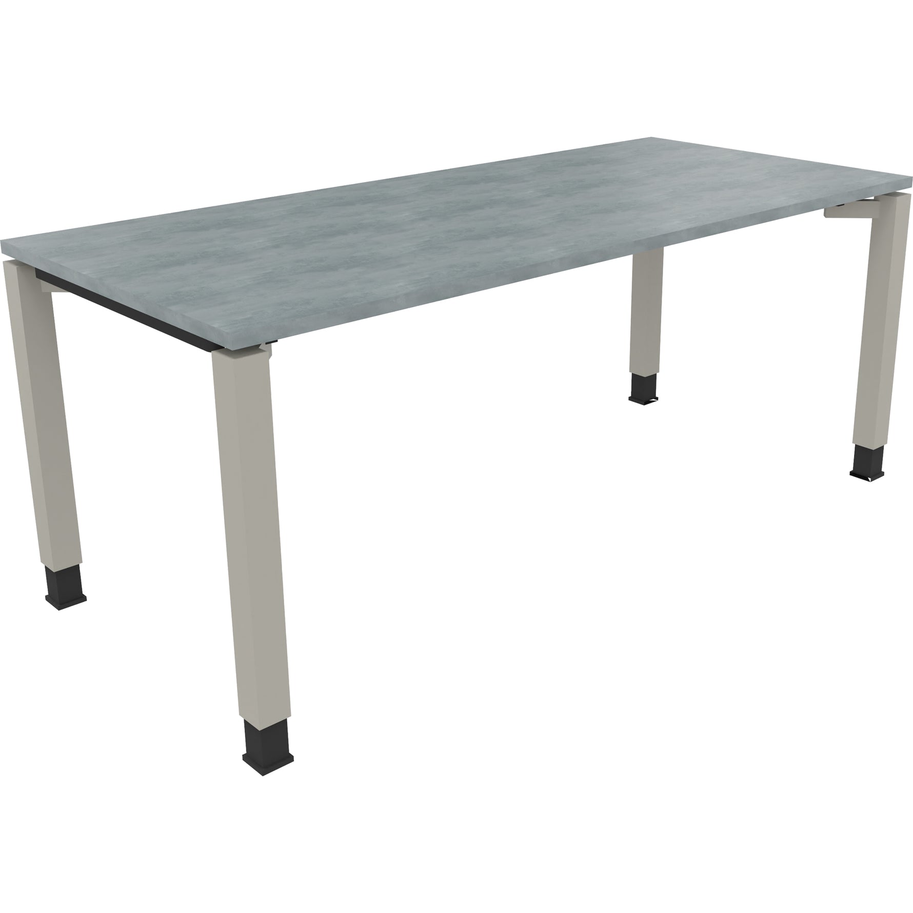 Neutralware Schreibtisch all in one 1.800 x 680-820 x 800 mm (B x H x T) Vierfuß Quadratrohr beton hell – Produktbild 2