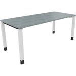 Neutralware Schreibtisch all in one 1.800 x 680-820 x 800 mm (B x H x T) Vierfuß Quadratrohr beton hell – Produktbild 3