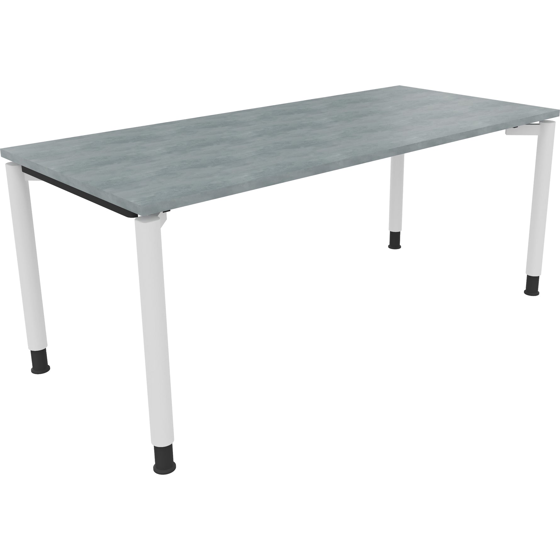 Neutralware Schreibtisch all in one 1.800 x 680-820 x 800 mm (B x H x T) Vierfuß Rundrohr beton hell – Produktbild 3