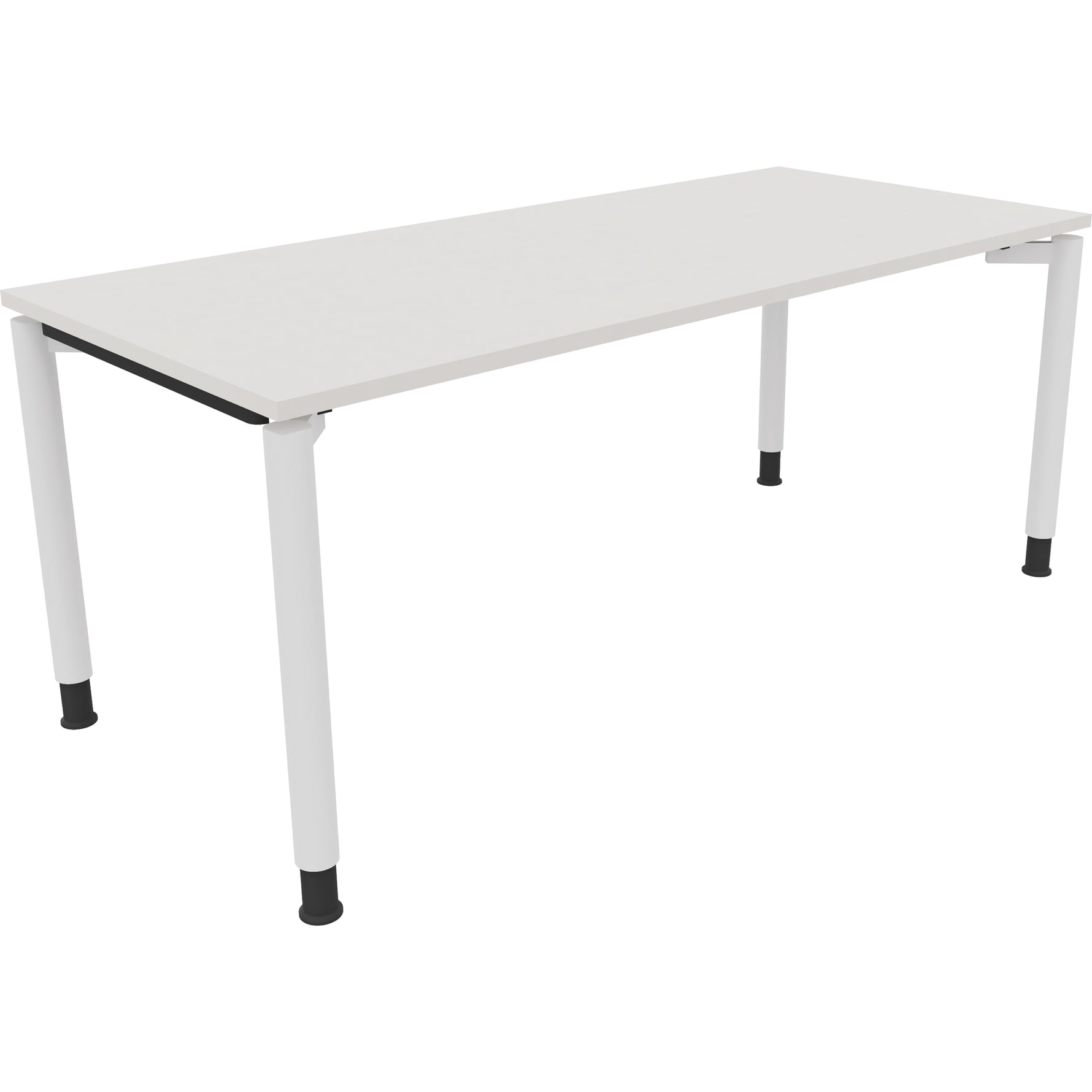 Neutralware Schreibtisch all in one 1.800 x 680-820 x 800 mm (B x H x T) Vierfuß Rundrohr diamantweiß – Produktbild 3