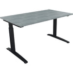Neutralware Schreibtisch all in one 1.400 x 650-850 x 800 mm (B x H x T) Flachkufe Quadratrohr beton hell