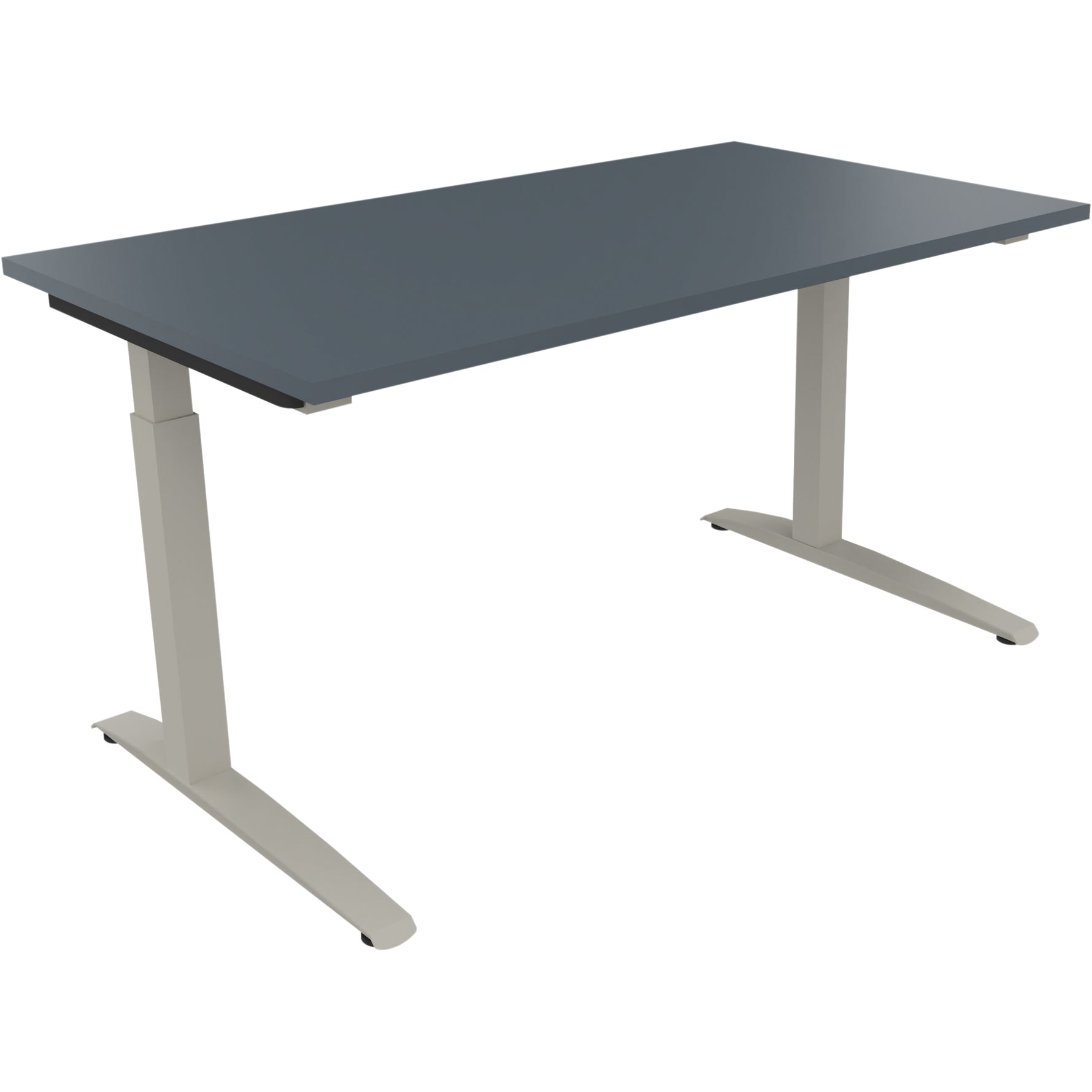 Neutralware Schreibtisch all in one 1.400 x 650-850 x 800 mm (B x H x T) Flachkufe Quadratrohr lavagrau – Produktbild 2