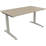 Neutralware Schreibtisch all in one 1.400 x 650-850 x 800 mm (B x H x T) Flachkufe Quadratrohr eiche natur – Produktbild