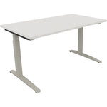 Neutralware Schreibtisch all in one 1.400 x 650-850 x 800 mm (B x H x T) Flachkufe Quadratrohr diamantweiß – Produktbild