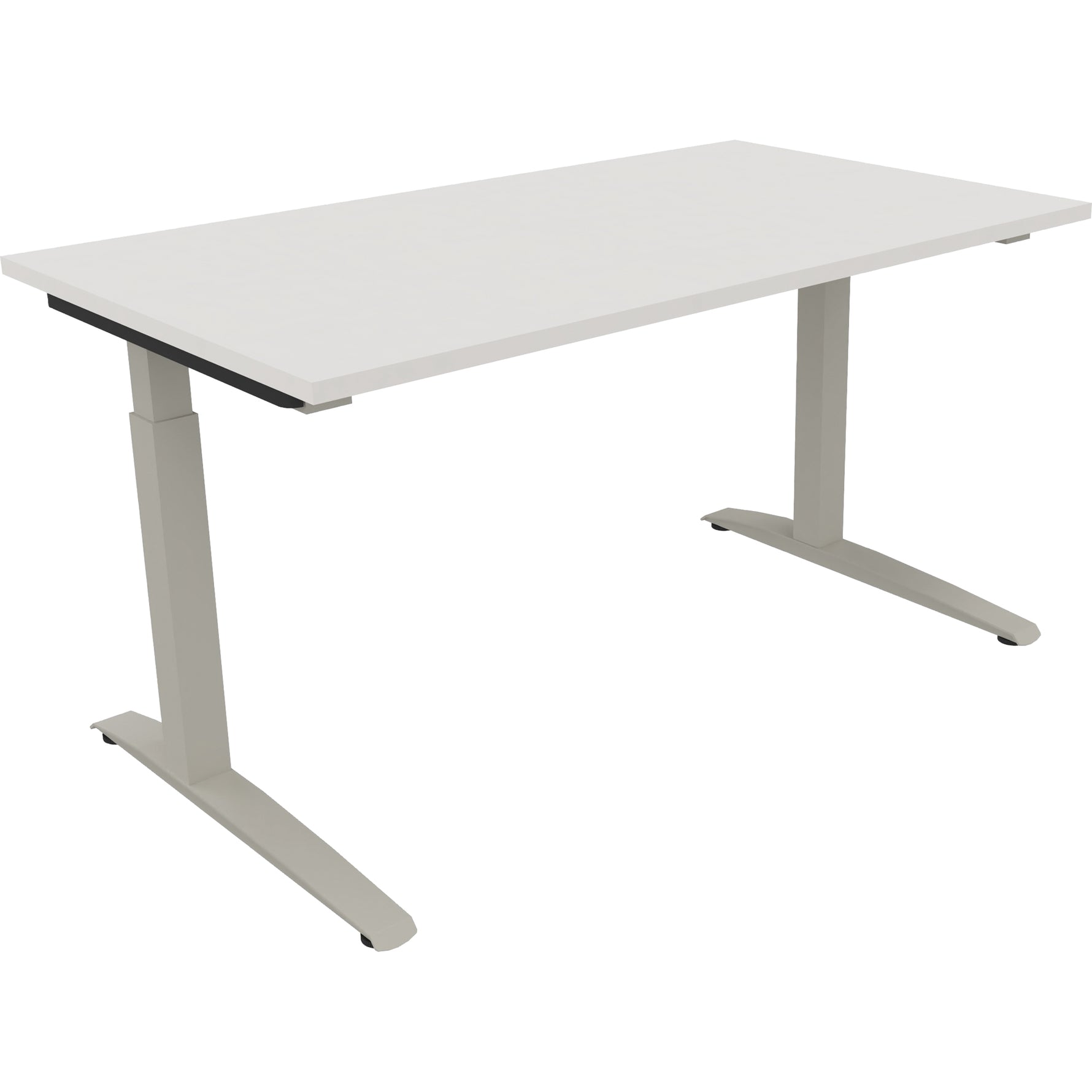 Neutralware Schreibtisch all in one 1.400 x 650-850 x 800 mm (B x H x T) Flachkufe Quadratrohr diamantweiß – Produktbild