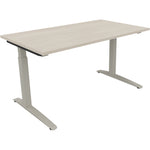 Neutralware Schreibtisch all in one 1.400 x 650-850 x 800 mm (B x H x T) Flachkufe Quadratrohr akazie hell – Produktbild