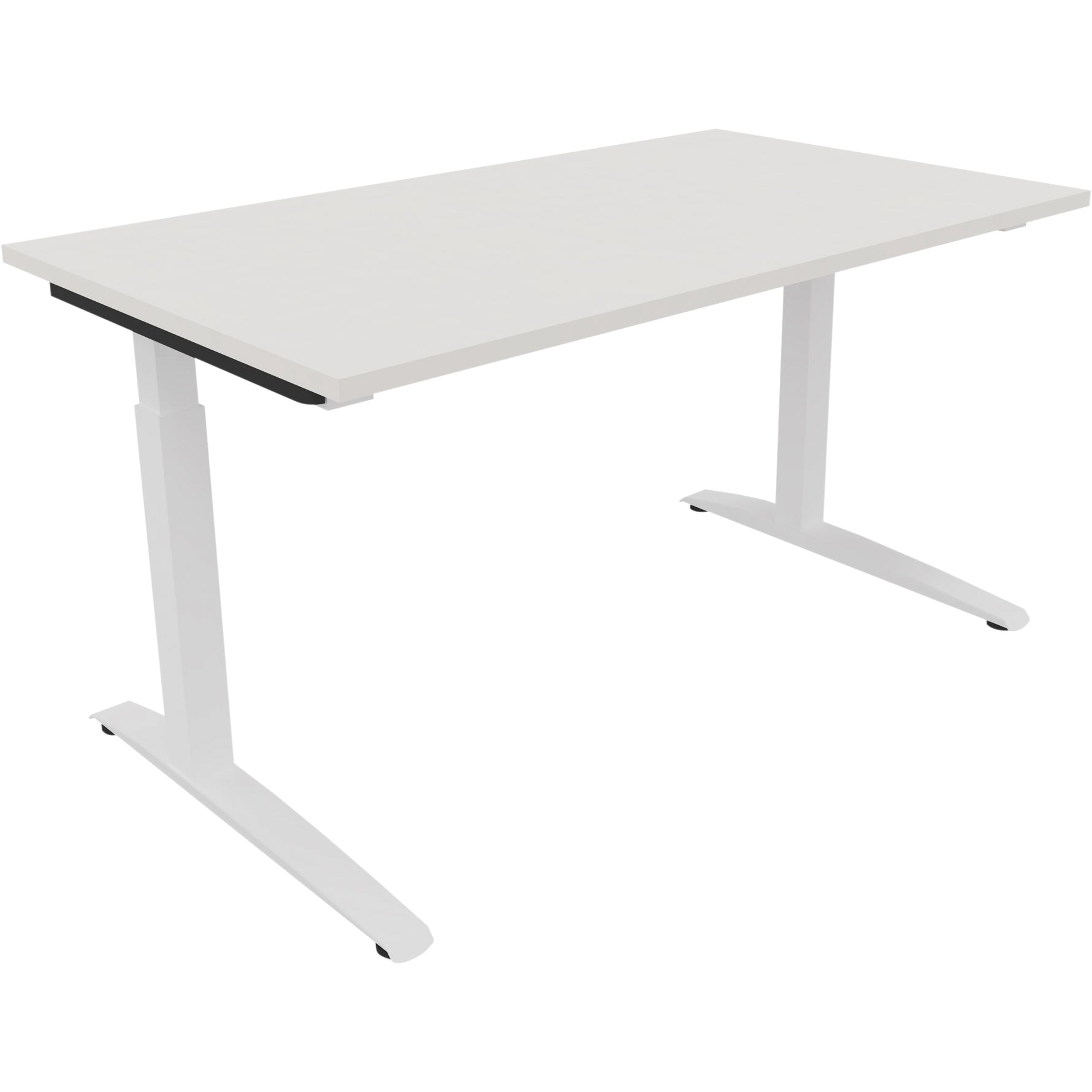 Neutralware Schreibtisch all in one 1.400 x 650-850 x 800 mm (B x H x T) Flachkufe Quadratrohr diamantweiß – Produktbild