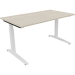Neutralware Schreibtisch all in one 1.400 x 650-850 x 800 mm (B x H x T) Flachkufe Quadratrohr akazie hell – Produktbild