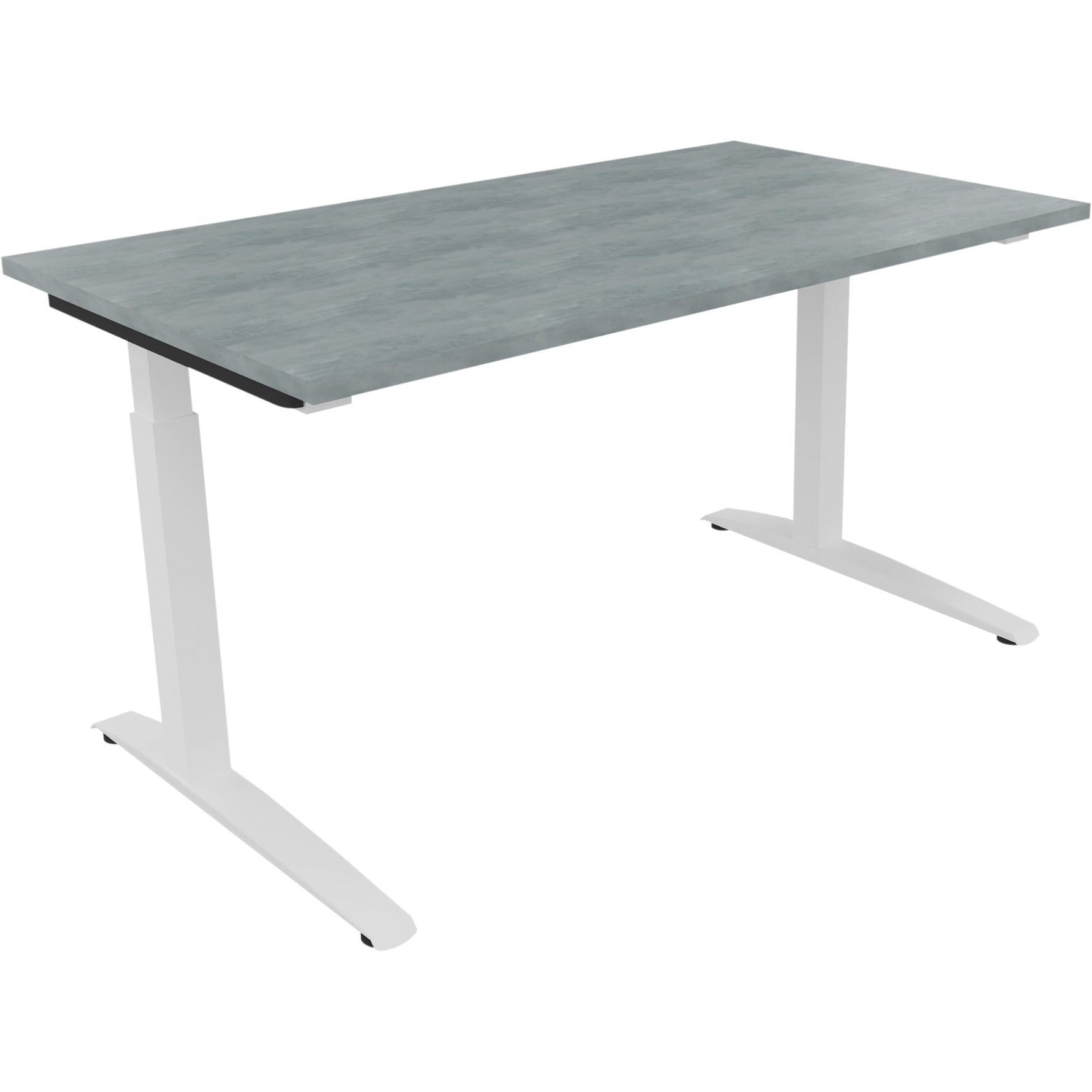 Neutralware Schreibtisch all in one 1.400 x 650-850 x 700 mm (B x H x T) Flachkufe Quadratrohr beton hell – Produktbild