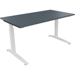 Neutralware Schreibtisch all in one 1.400 x 650-850 x 700 mm (B x H x T) Flachkufe Quadratrohr lavagrau – Produktbild 3