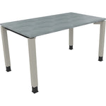 Neutralware Schreibtisch all in one 1.400 x 680-820 x 800 mm (B x H x T) Vierfuß Quadratrohr beton hell