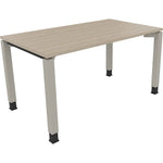 Schreibtisch all in one 1.400 x 680-820 x 800 mm (B x H x T) Vierfuß Quadratrohr eiche natur