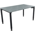 Neutralware Schreibtisch all in one 1.400 x 680-820 x 800 mm (B x H x T) Vierfuß Rundrohr beton hell